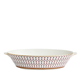 Wedgwood Renaissance Red Legumbrera Oval Sin Tapa, Diseño Renacentista Rojo con Toques Dorados, Apta para Lavavajillas